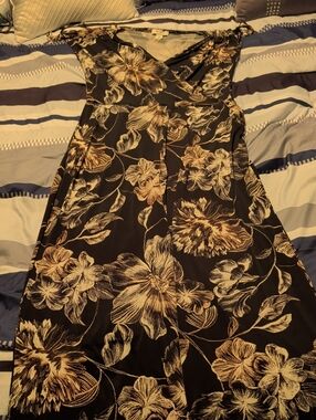 Black Floral Jumpsuit - Women’s Wrap-Style